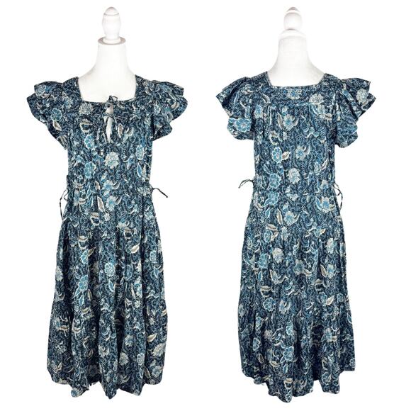Ulla Johnson Zuma Cotton Midi Dress 2 Blue - Picture 2 of 11